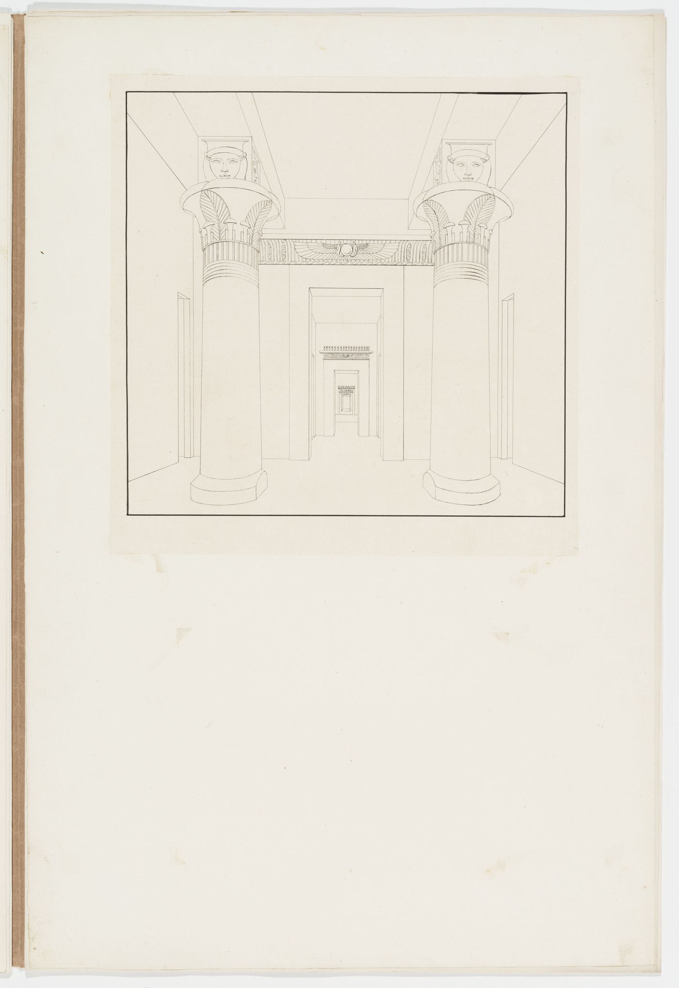 Interior perspective of rooms in the Egyptian Revival Style