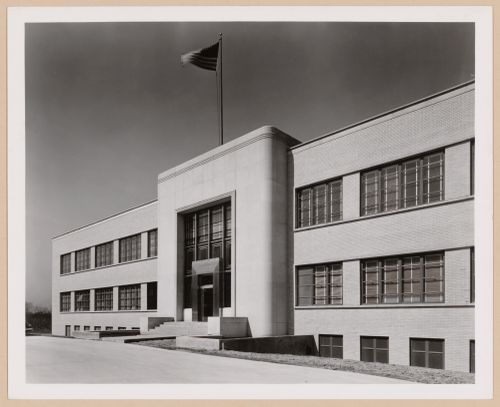 View of the principal façade of the Administration Building, Thompson Aircraft Products, Inc. Airplane Assembly Plant, Euclid, Ohio