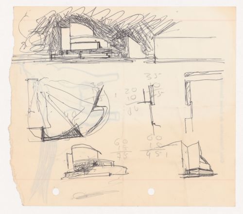 Sketches for Banco Pinto & Sotto Mayor [Pinto & Sotto Mayor bank], Oliveira de Azeméis, Portugal; verso: sketch of a horse