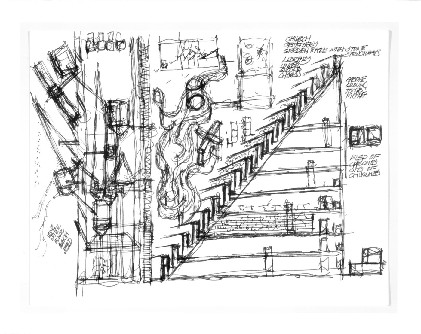 Sectional Elevation for Cathedral, from Pewter Wings Golden Horn Stone Veil