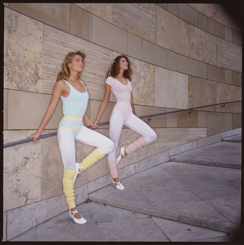 View of Staatsgalerie with fashion models, Stuttgart, Germany