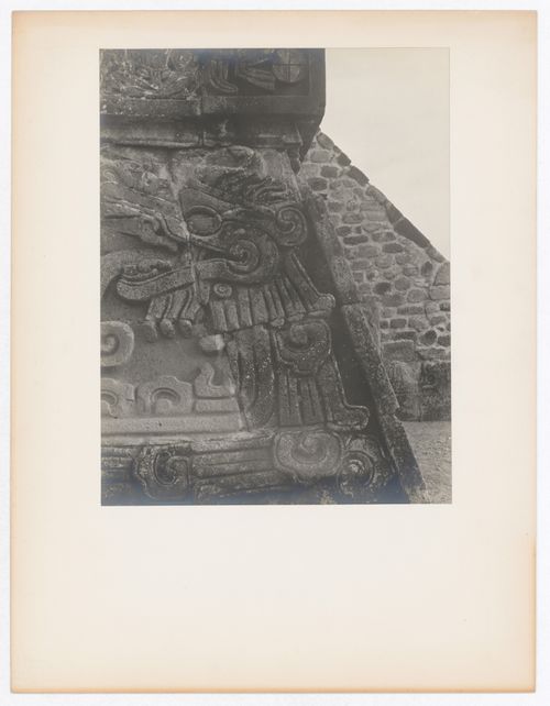 Partial view of a pyramid, possibly known as the Pyramid of the Feathered Serpent, Xochicalco Site, Xochicalco, Mexico