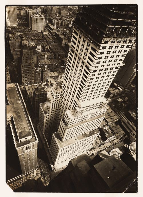 Chrysler Building under construction, looking down from above, Manhattan, New York City, New York