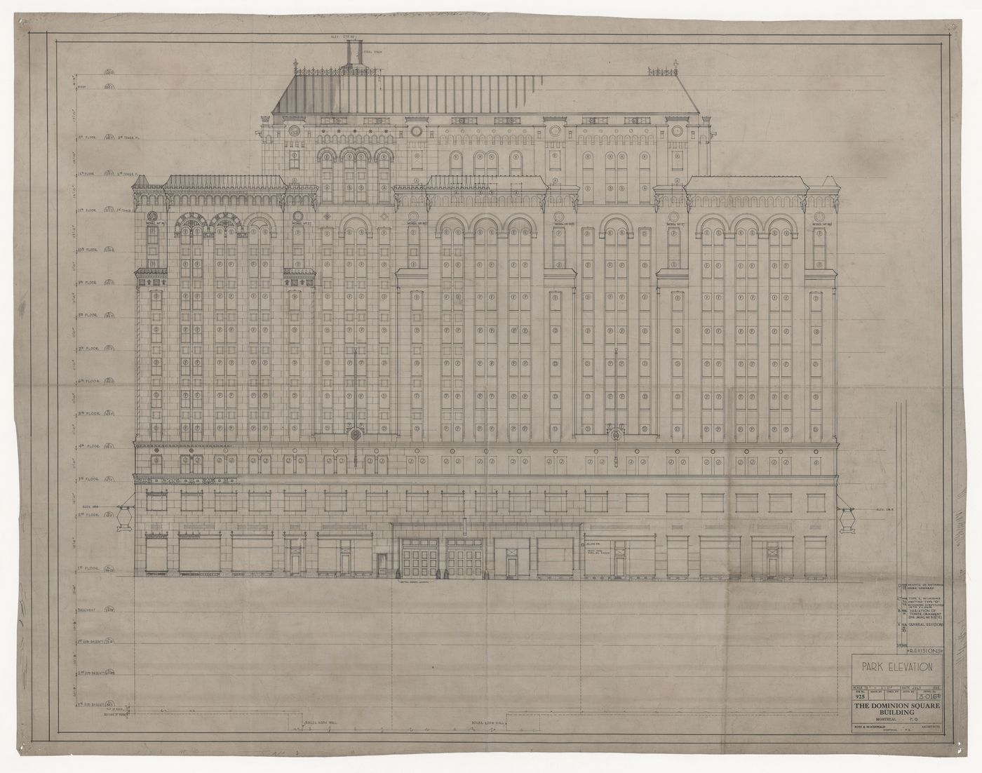 Elevation for Dominion Square Building, Montreal, Québec