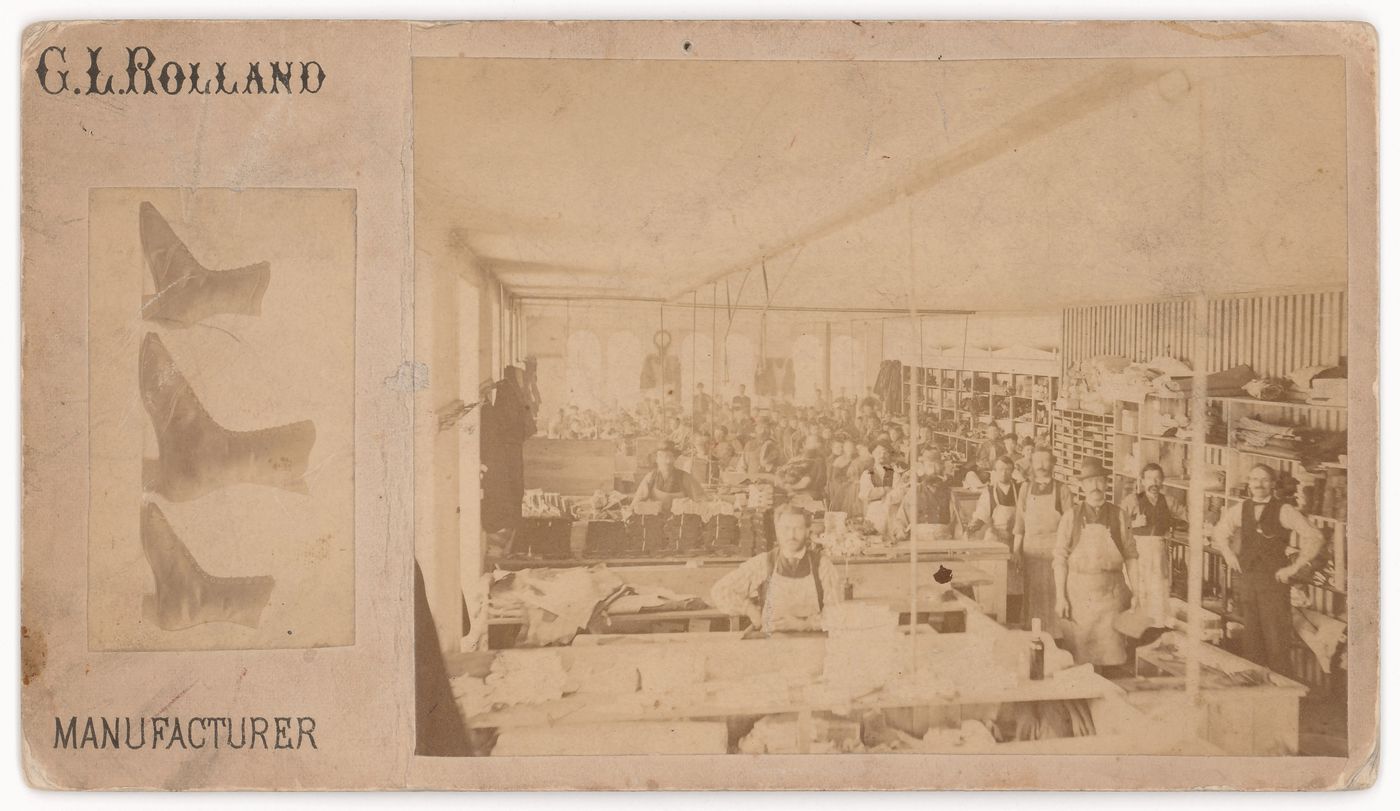 Interior of G.L. Rolland Wholesale Boot and Shoe Manufacturer, 333 Saint Paul Street, Montréal, Québec