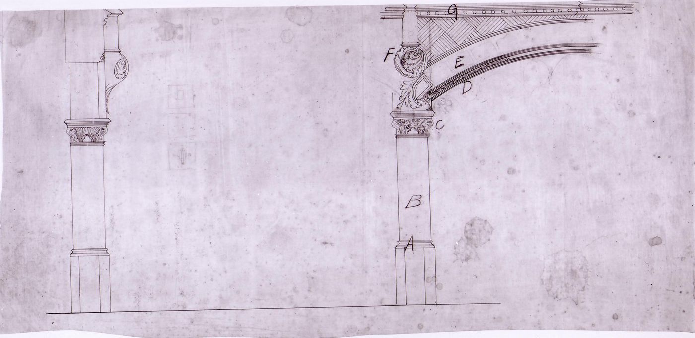 Partial elevation and section for the Chapelle du Sacré-Coeur, Notre-Dame de Montréal