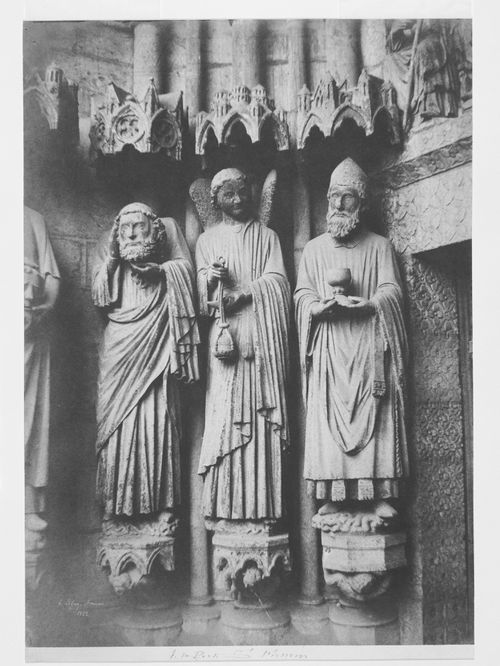 Amiens Cathedral, detail of jamb figures on the door of St. Firmin, west façade, south portal, Amiens, France