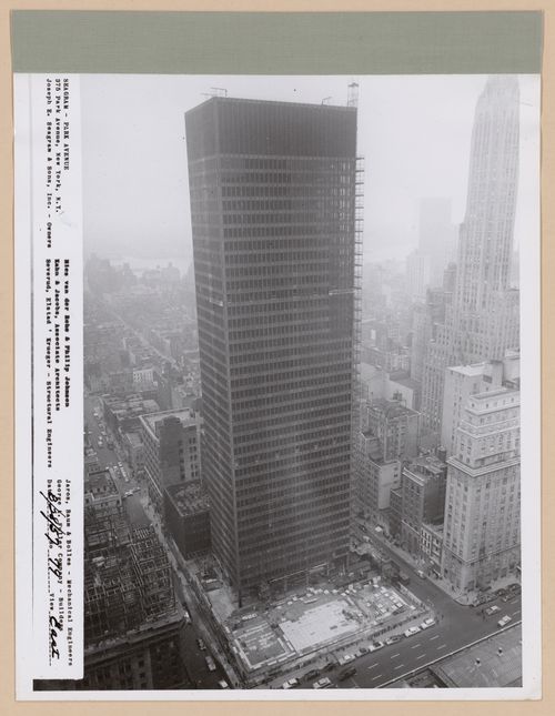 Seagram building under construction, 375 Park avenue, New York, N.Y., east view