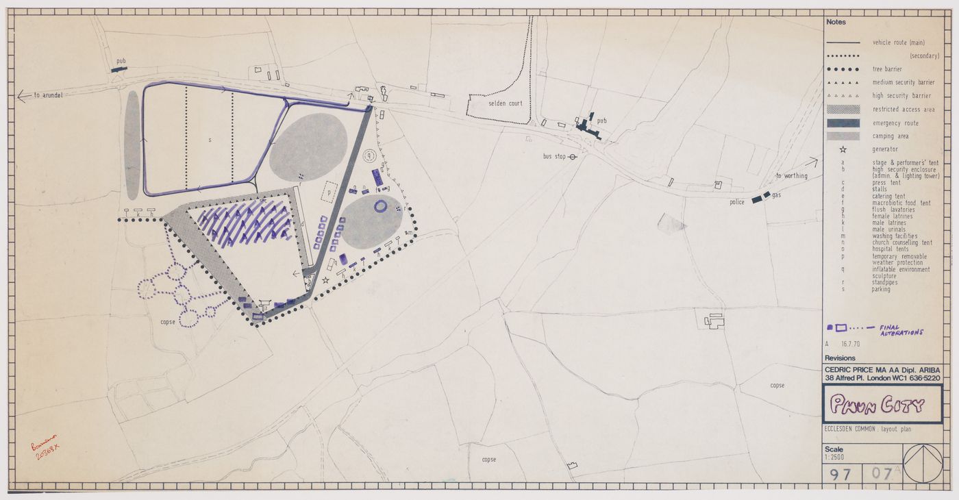 Plan for Phun City, Ecclesden Common, Sussex, England