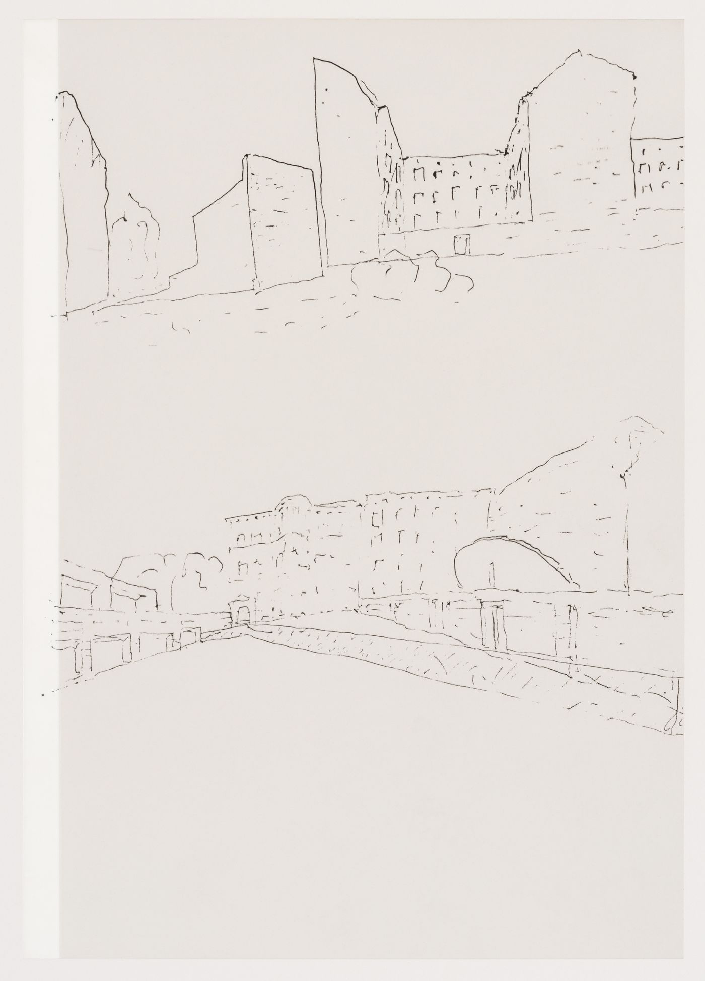Sketches of existing city fabric and city block interiors of Kreuzberg, Block 121, Berlin