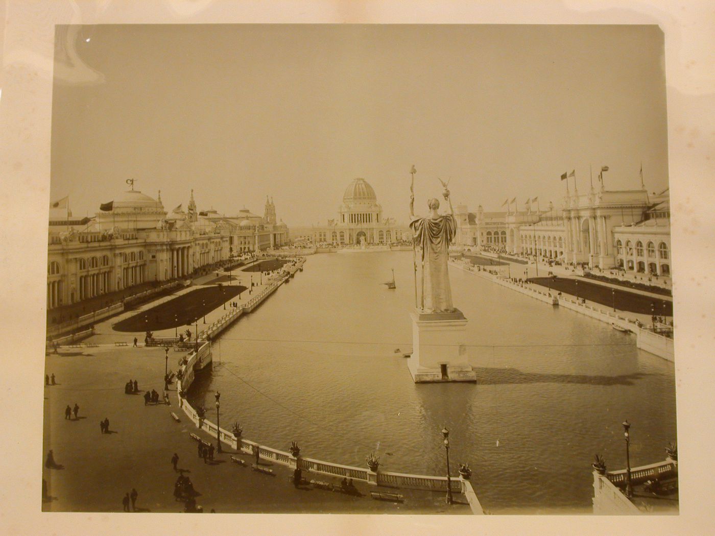 World's Columbian Exposition (1893: Chicago, Ill.): The Basin and the Court of Honor looking west from the Peristyle complex and the statue of the Republic