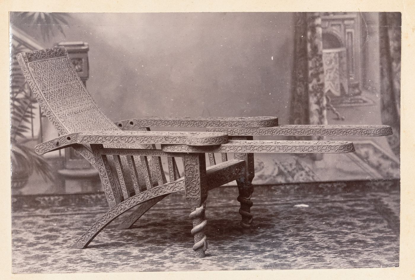 View of a chair, F. Beato Limited, C Road, Mandalay, Burma (now Myanmar)