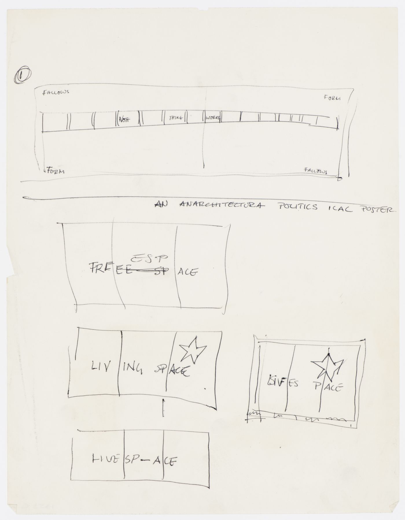 Sketch for “An anarchitectura politics ical poster”