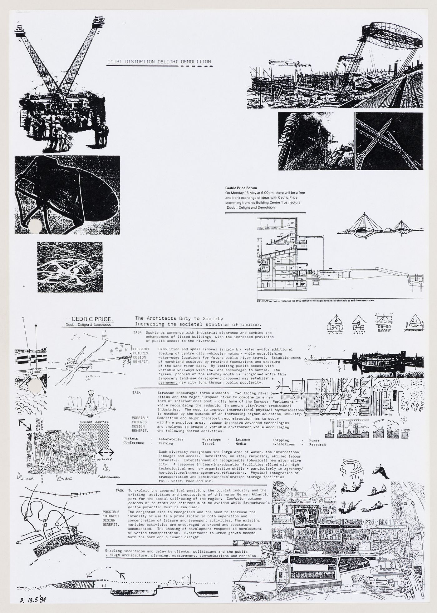 Afella: announcement for Cedric Price Forum, May 16, 1994