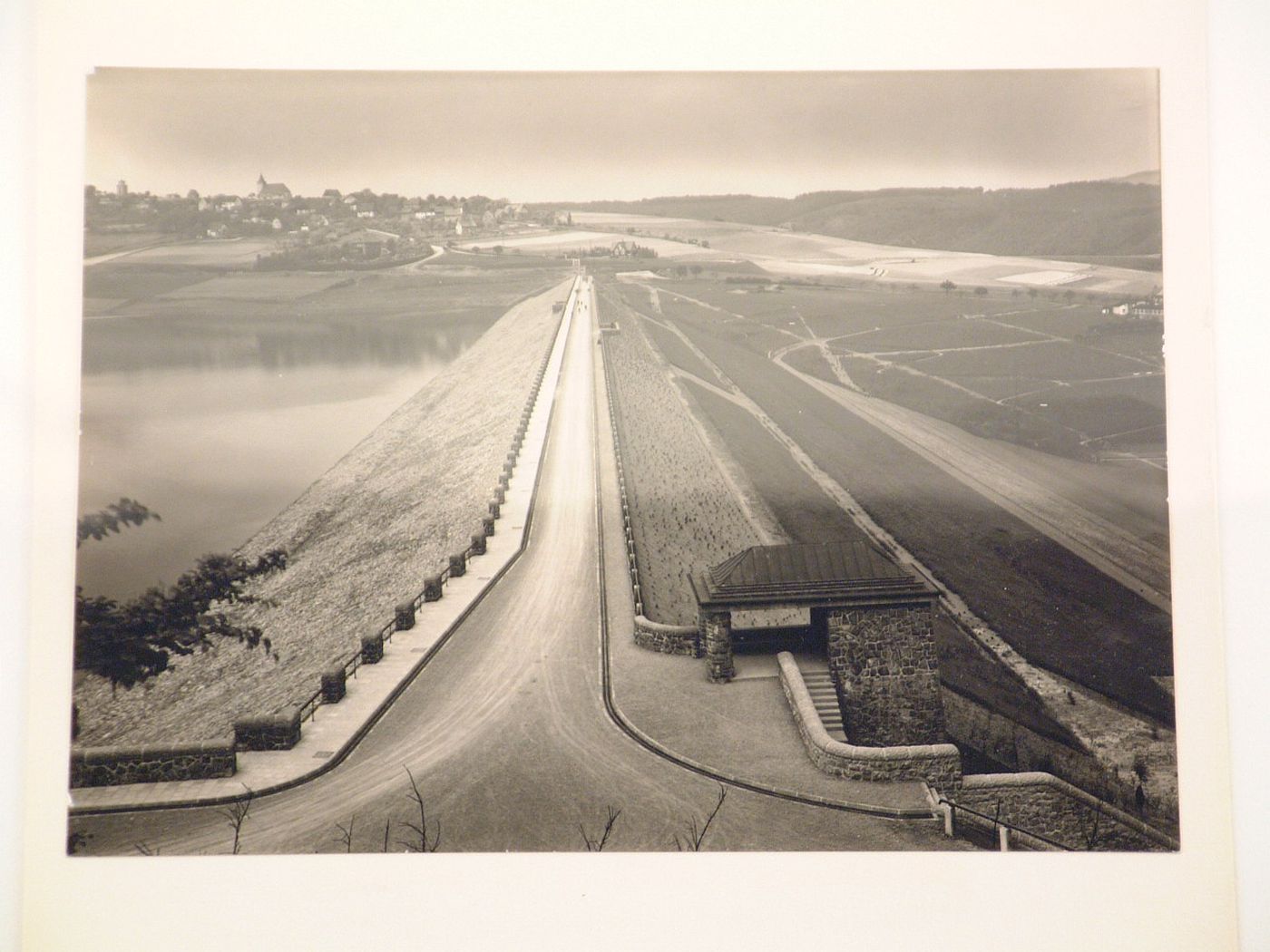 Aerial view of a gate toll and road