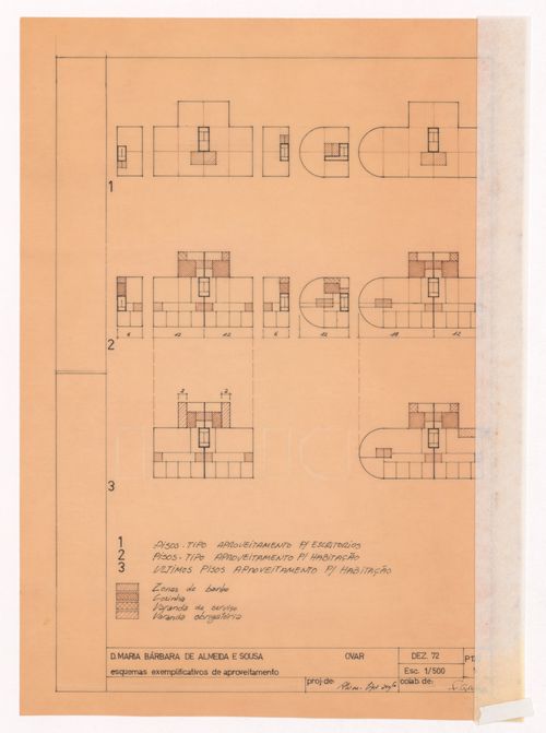 Floor plans showing space occupation for Loteamento Bárbara de Sousa, Ovar, Portugal