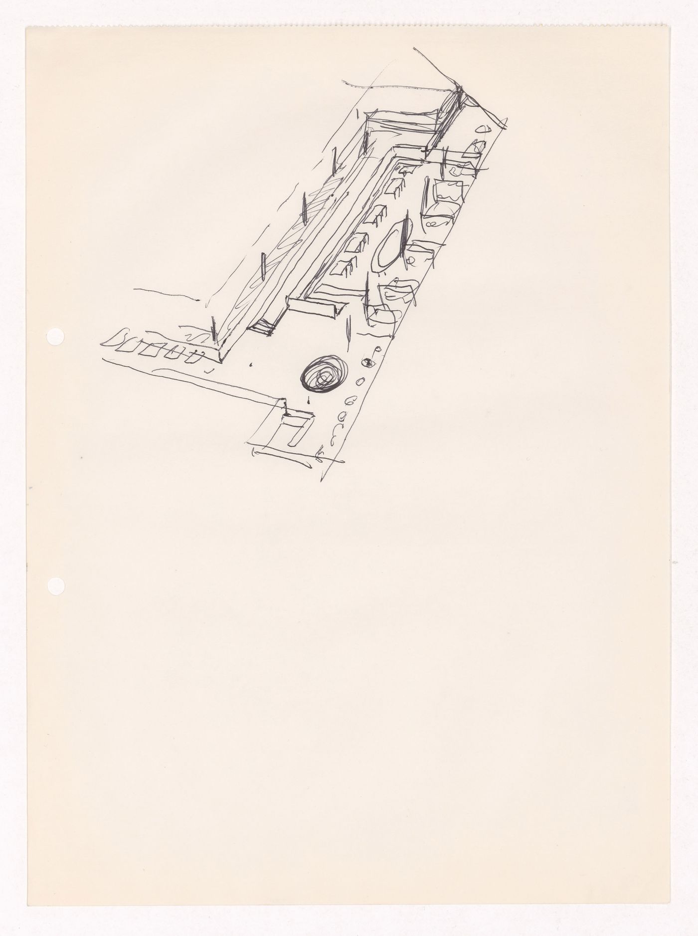 Sketch axonometric view for Motel em Vale de Canas, Coimbra, Portugal