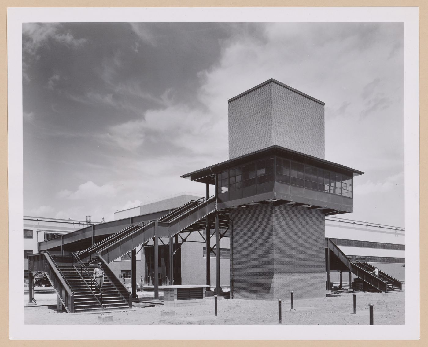 View of the employees' entrance to the Assembly Building, Ford Motor Company Willow Run Bomber Assembly Plant, Willow Run, Michigan