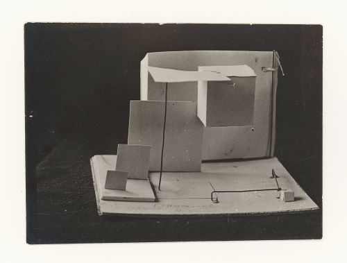 Photograph of a student model by Riazanov on the topic "Deep Frontal Composition" for the "Space" course at the Vkhutemas (Higher State Artistic Technical Studios), Moscow