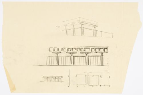 Athens Airport: Conceptual Perspective, Elevation and Plan Sketches