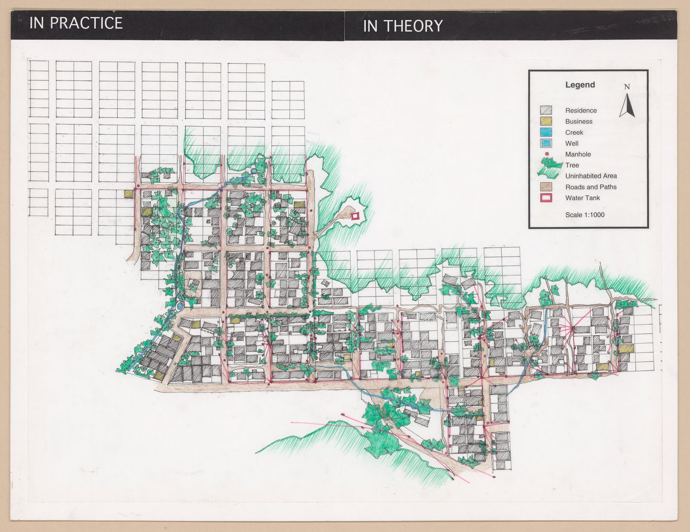 Presentation panel with plots layout plan for the Urban Upgrading project La Esperanza, in Zihuatanejo, Mexico