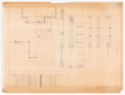 Plans and elevations for fixed shelving units for Casa Manuel Magalhães, Porto