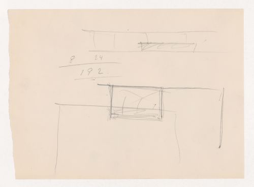 Sketch elevation with an unidentified sketch for Museum for a Small City