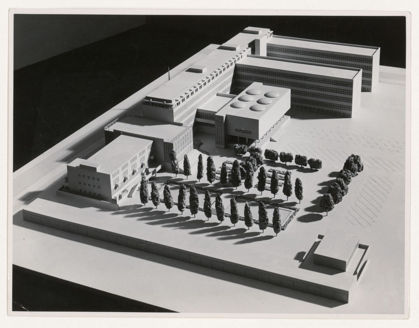 Photograph of a model for the South Holland Local Government Headquarters, The Hague, Netherlands