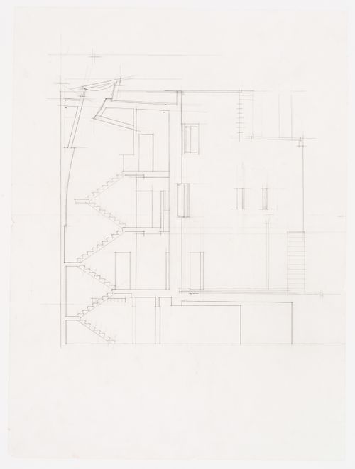 Section showing interior staircase for Casa Miggiano, Otranto, Italy