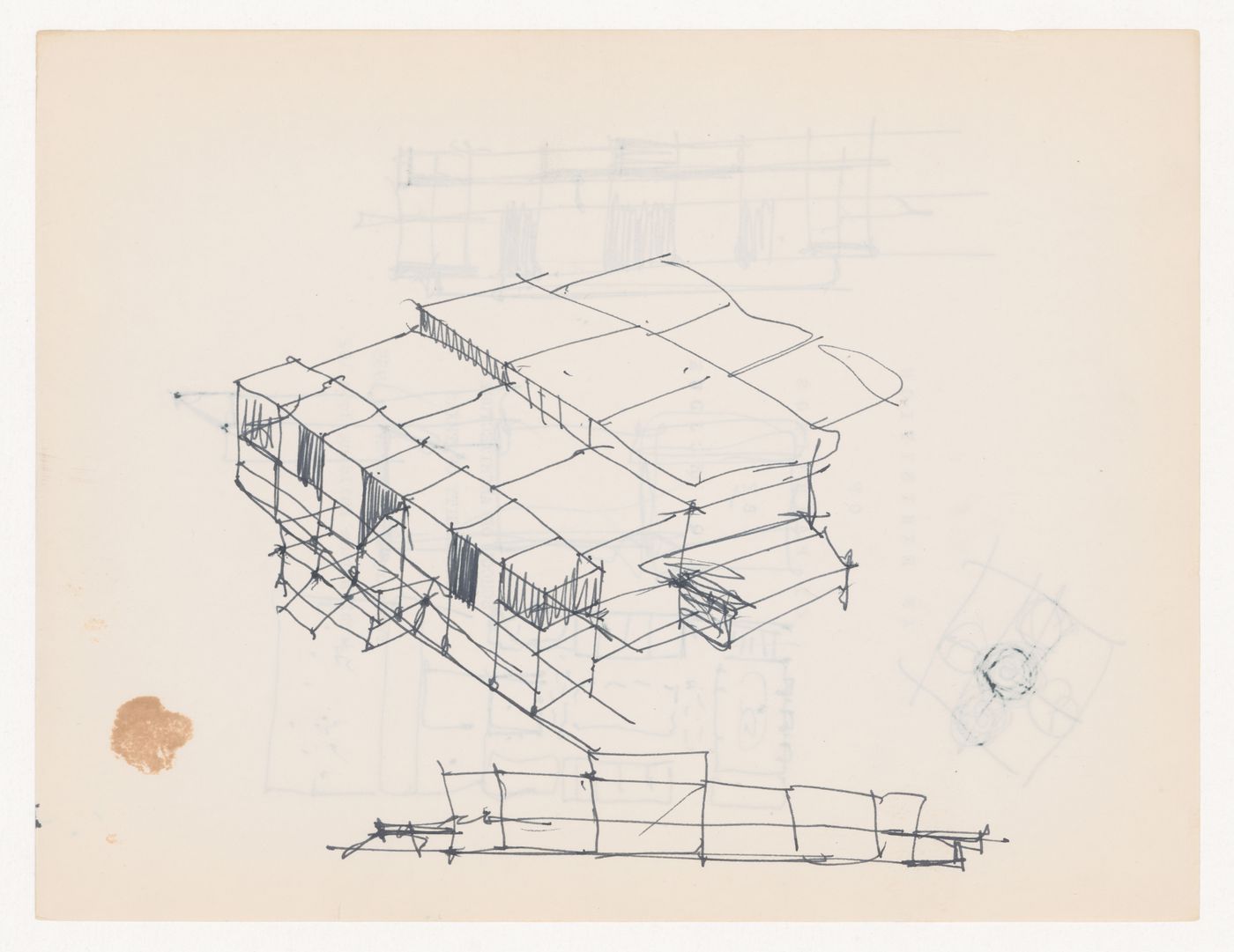 Sketch axonometric and elevation for Texas House 1