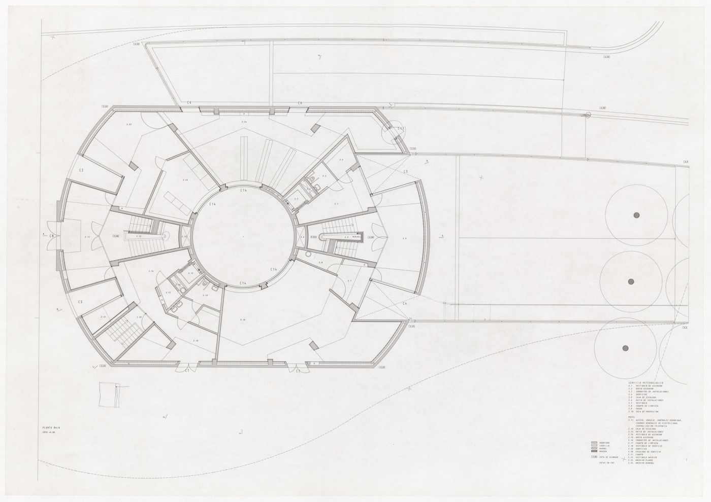 Ground floor plan for Centro Meteorológico da Villa Olimpica, Barcelona, Spain