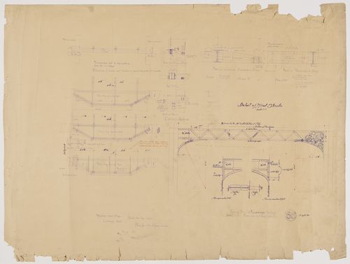 Kearsarge Building, Chicago: Plans, elevations, sections and sectional details for bay windows brackets and elevations and sections for lateral wind braces