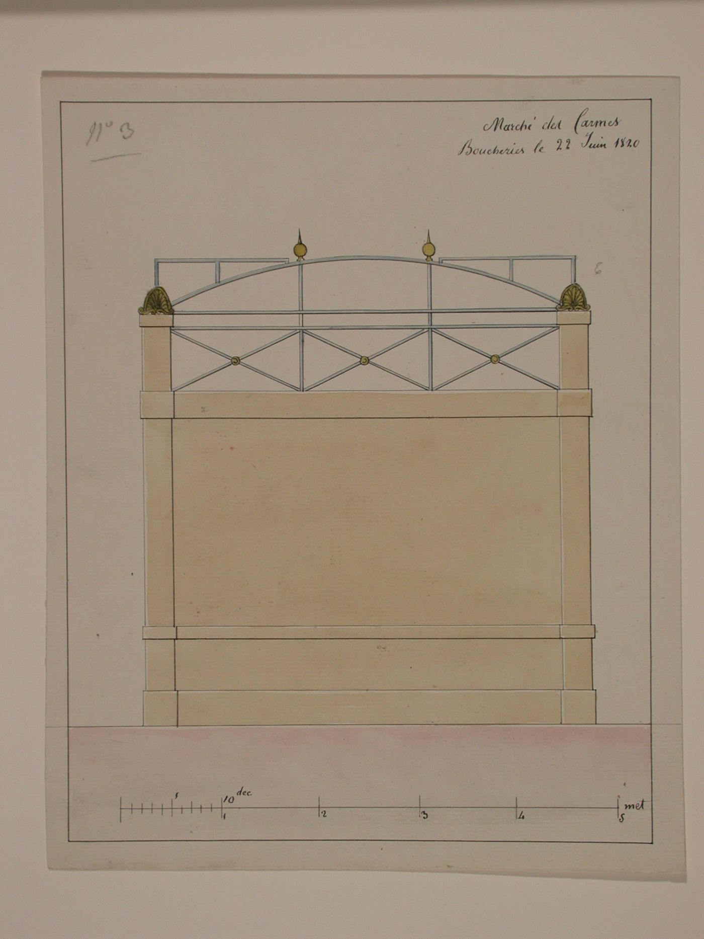 Elevation for Boucherie wall, Marché des Carmes, Paris