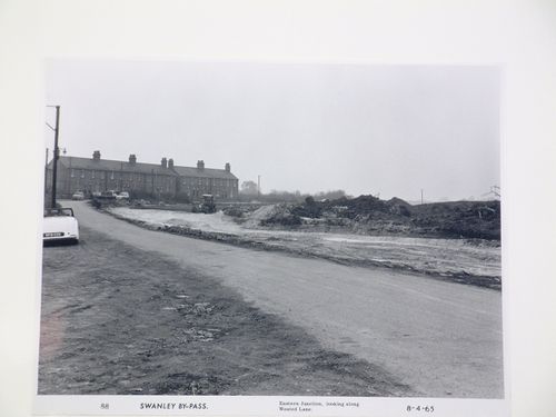 View of eastern junction, looking east from end of Wested Lane, during construction of the Swanley Bypass, England