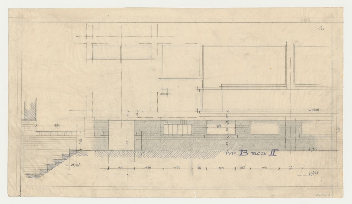 Elevation for type B housing units, Hellerhof Housing Estate, Frankfurt am Main, Germany