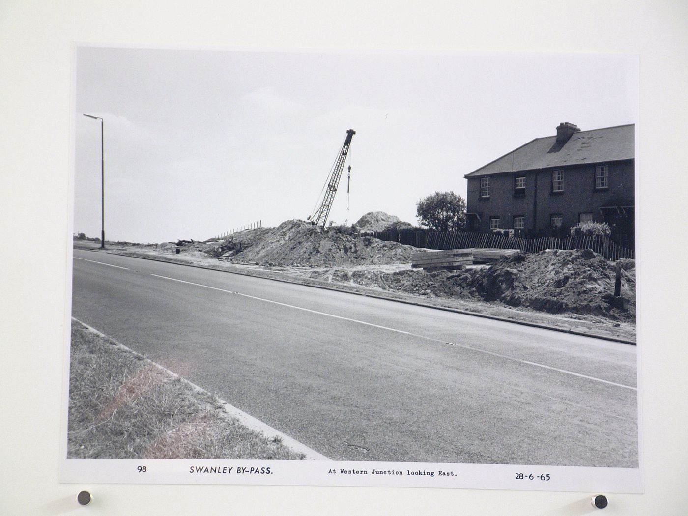 View at western junction looking east, during construction of the Swanley Bypass, England