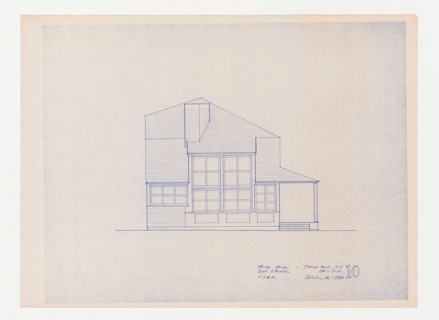 East elevation for the Hanks-Paré Residence, Tuxedo Park, New York