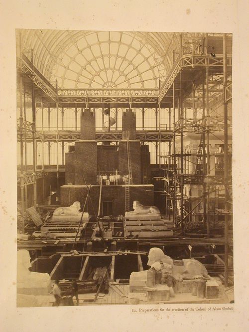 Preparations for the erection of the Colossi of Aboo Simbel, Crystal Palace, Sydenham, England