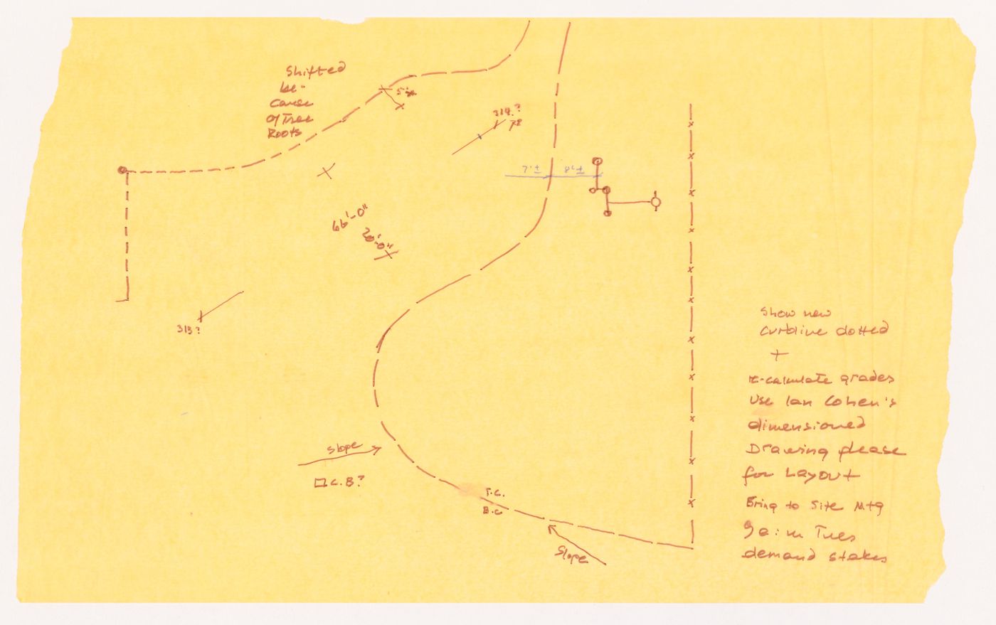 Sketch plan with notes for Talmud Torah School Playground, Vancouver, British Columbia