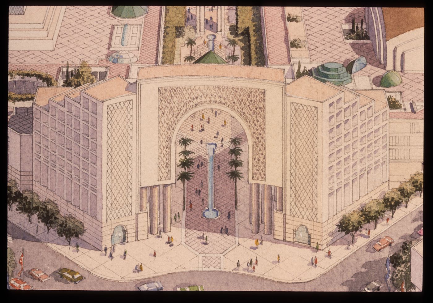 View of rendered perspective for Hamma Government Complex, Algiers, Algeria