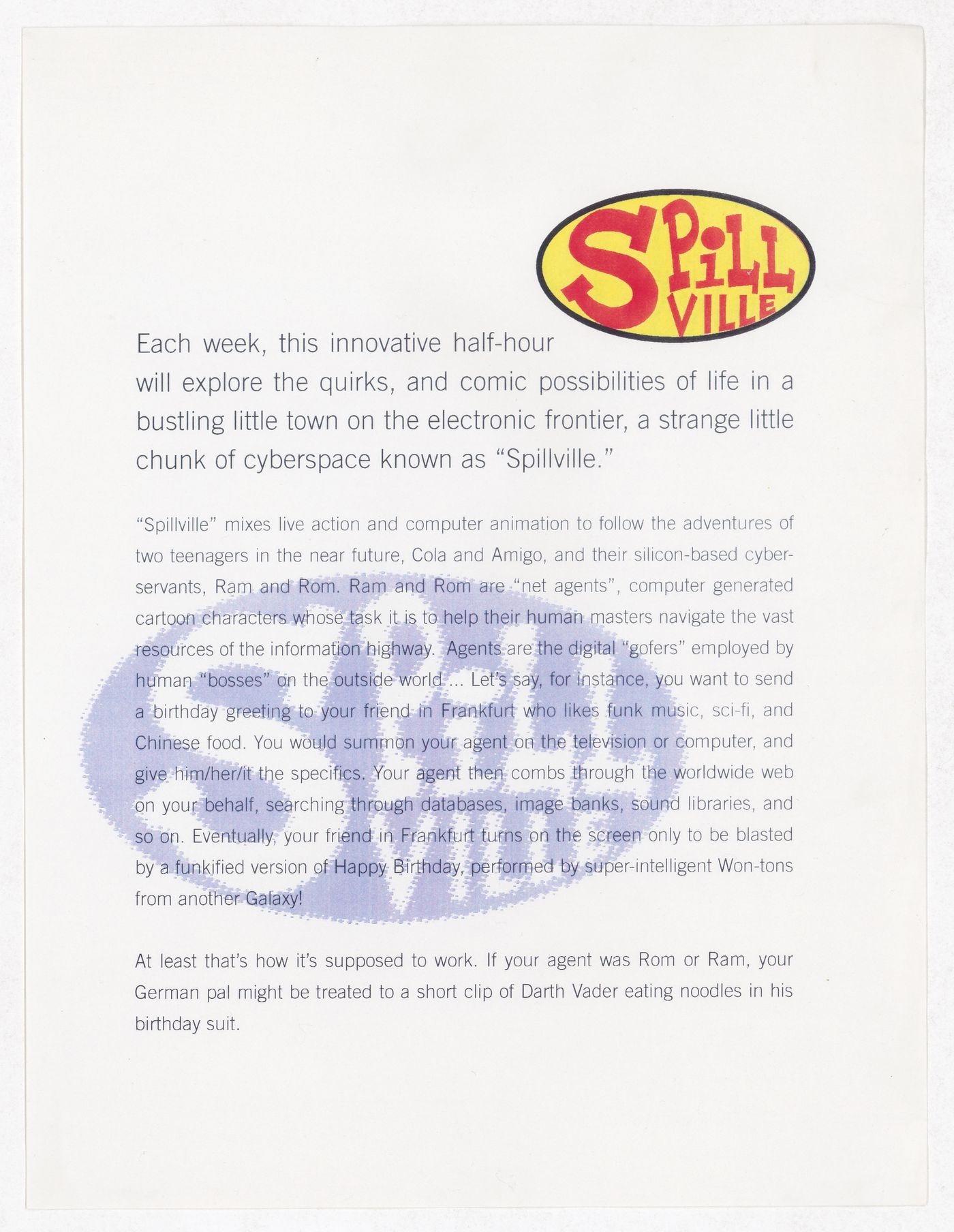 Interactive show bible for Spillville