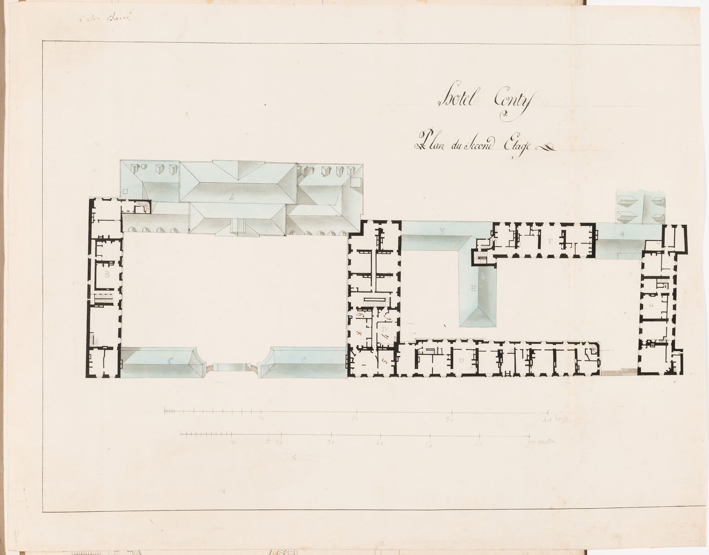 Hôtel Rothelin-Charolais, Paris: Plan, possibly for the second floor