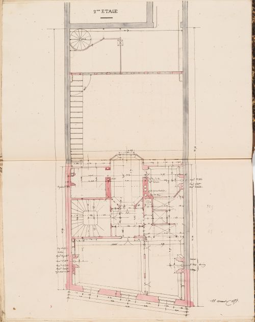 Second floor plan for the Administration générale des omnibus Office Building, Paris