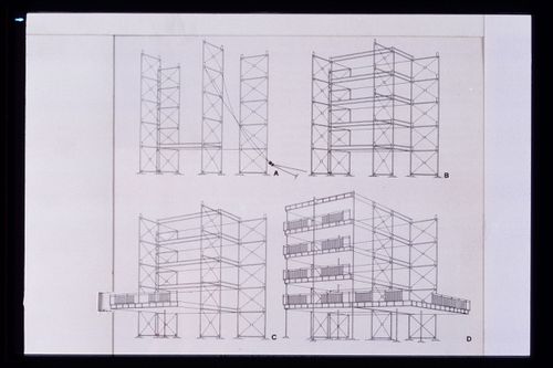 Slide of a drawing for Unidentified project, attributed to Adolf Loos
