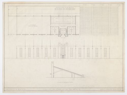 Plan et élévation, Stade, Université de Montréal, Montréal, Canada (1925)