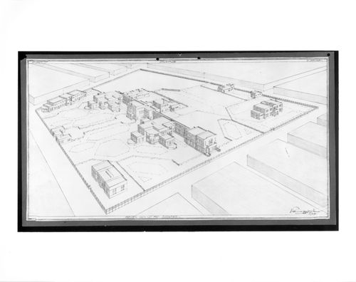 Competition drawing showing a perspective for a hospital, Vlissingen, Netherlands