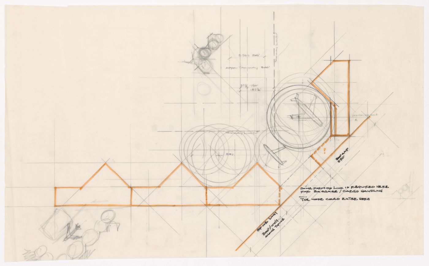 Sketch plan with notes for Montreal International Airport, Montreal