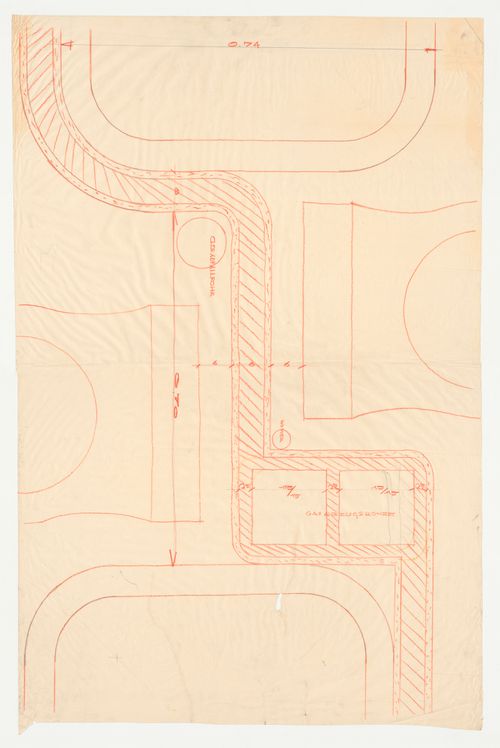 Sectional detail for a plumbing [?] system, possibly for Hellerhof Housing Estate, Frankfurt am Main, Germany