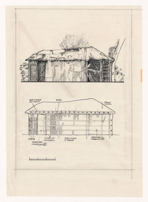 Elevation and diagram for Zeno, une cultura autosufficiente [Zeno, a self-sufficient culture]