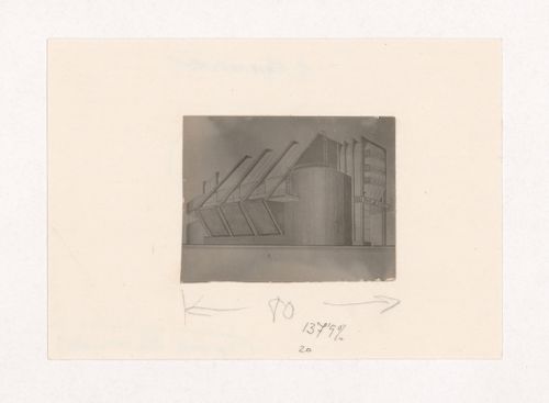 Photograph of a student drawing by V. Kalmykov on the topic "Exercise on Finding the Expressiveness of Volume. Riding School" for the "Space" course at the Vkhutein (Moscow Higher Technical Institute), Moscow